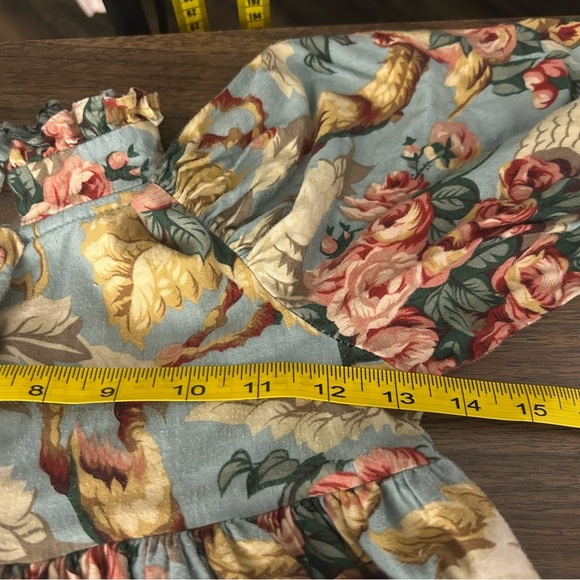 ❤️ Vintage Floral Kids Dress in Blue and Gold 3 - Picture 7 of 11